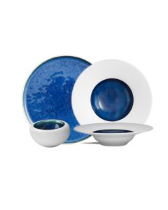 ABYSSOS Collezione di piatti bianchi matt e blu