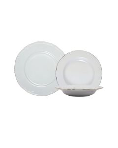 ANTHIROS Collezione di piatti bianchi con filo oro