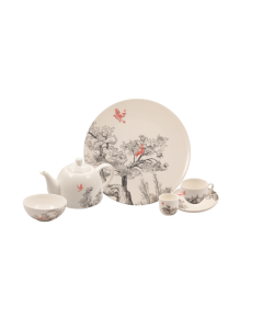 KERASIA Collezione di piatti avorio decoro giapponese