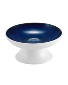 ABYSSOS Alzata fonda bianca matt e blu Ø cm 13,5 h cm 6