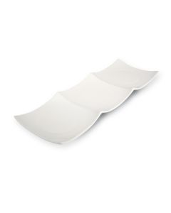 LE COQ PORCELAINE Cassiopea Antipastiera 3 scomparti color avorio cm 29x9,5