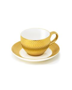 LE COQ PORCELAINE Deras Tazza da tè con piattino color oro cl 20