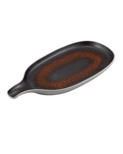 ESTIA Vassoio ovale con manico color ruggine cm 31,5x15 h cm 3
