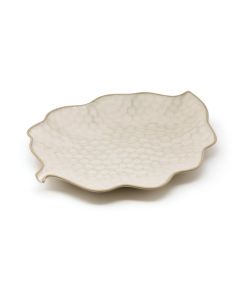 LE COQ PORCELAINE Kypseli Vassoio foglia beige cm 34,5x26,5