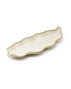 LE COQ PORCELAINE Kypseli Vassoio foglia stretto beige cm 34,5x13