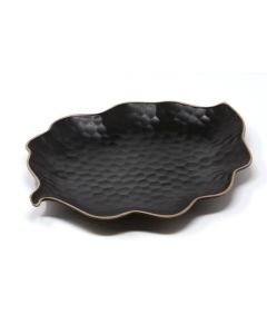 LE COQ PORCELAINE Kypseli Vassoio foglia nero matt cm 22x17