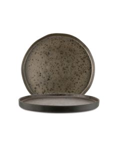 LE COQ PORCELAINE Phobos Piatto piano marrone con puntini reattivi ruggine Ø cm 26,5