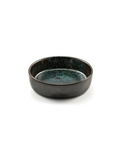 LE COQ PORCELAINE Phobos Coppetta crema catalana nera con puntini reattivi blu Ø cm 12