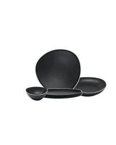 PERSEPHONE Collezione di piatti nero matt con filo bianco