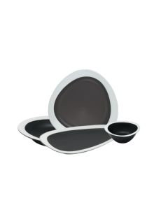 PERSEPHONE Collezione di piatti nero matt con fascia bianca