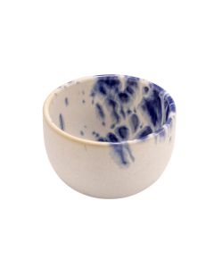 PHOBOS Coppetta rotonda bianca con puntini reattivi blu Ø cm 8,5