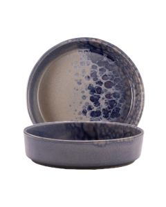 PHOBOS Piatto fondo grigio con puntini reattivi blu Ø cm 18