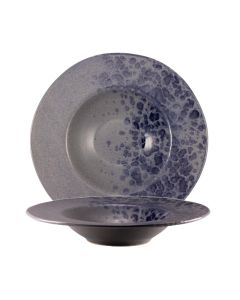 PHOBOS Pasta bowl grigio con puntini reattivi blu Ø cm 28,5