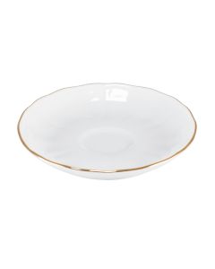 ANTHIROS Piattino per tazza da tè bianca con filo oro Ø cm 15